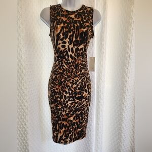 Peachy Girls Size S Leppard Bodycon Soft Midi Dress